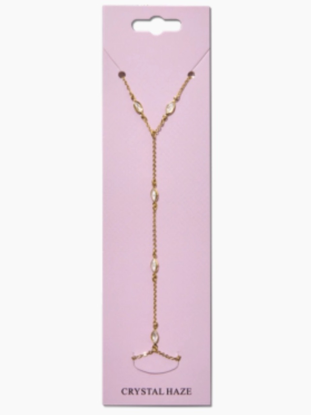 NEW Crystal Hand Chain Gold-tone Cubic Zirconia Crystal Haze Dainty Y-Style